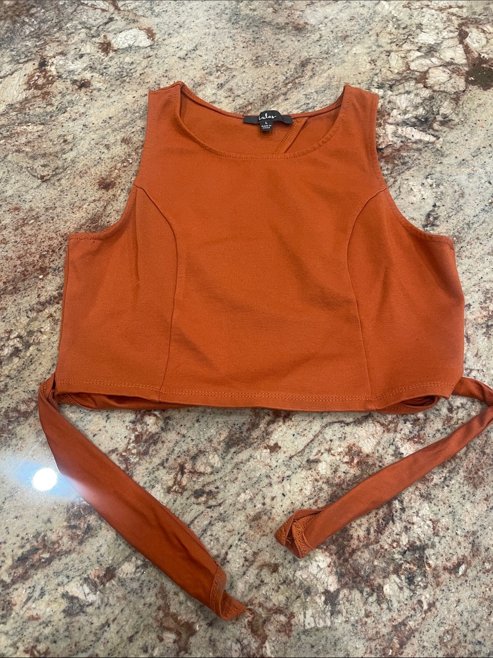 Lulu's Rust Tie-Back Crop Tank S:L